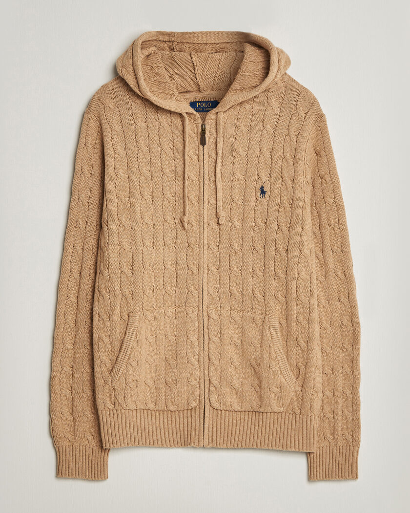 Polo Ralph Lauren Knitted Full Zip Sweater Camel Melange – Beige