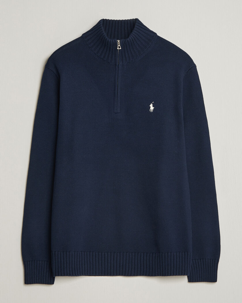 Polo Ralph Lauren Cotton Crew Neck Half-Zip Hunter Navy – Blau