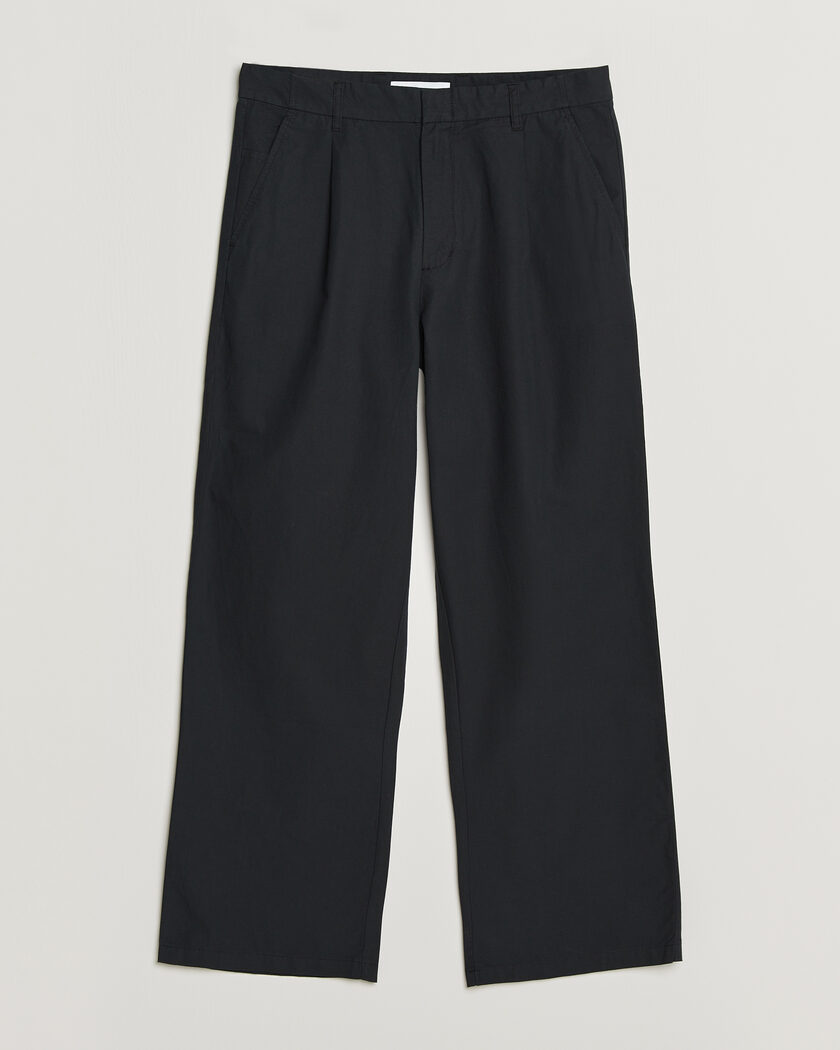 Samsøe Samsøe Valentin Cotton/Linen Pleated Trousers Black – Schwarz
