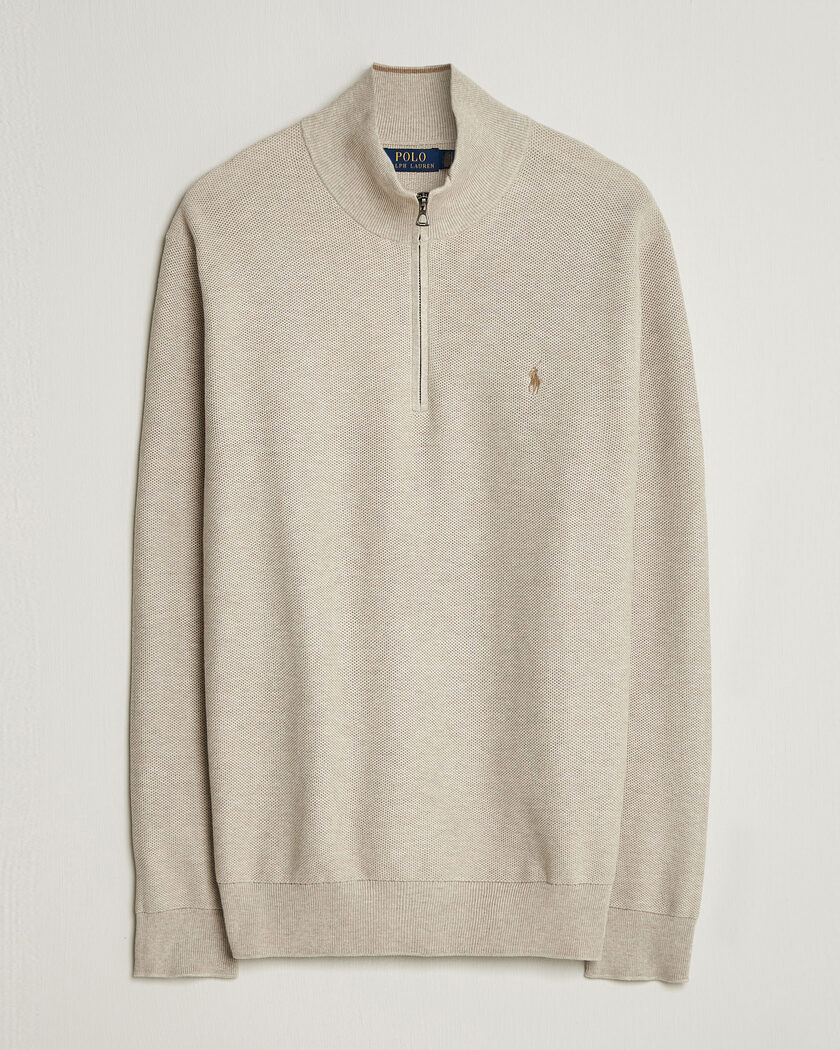 Polo Ralph Lauren Textued Half-Zip Light Walnut Brown Heather – Braun