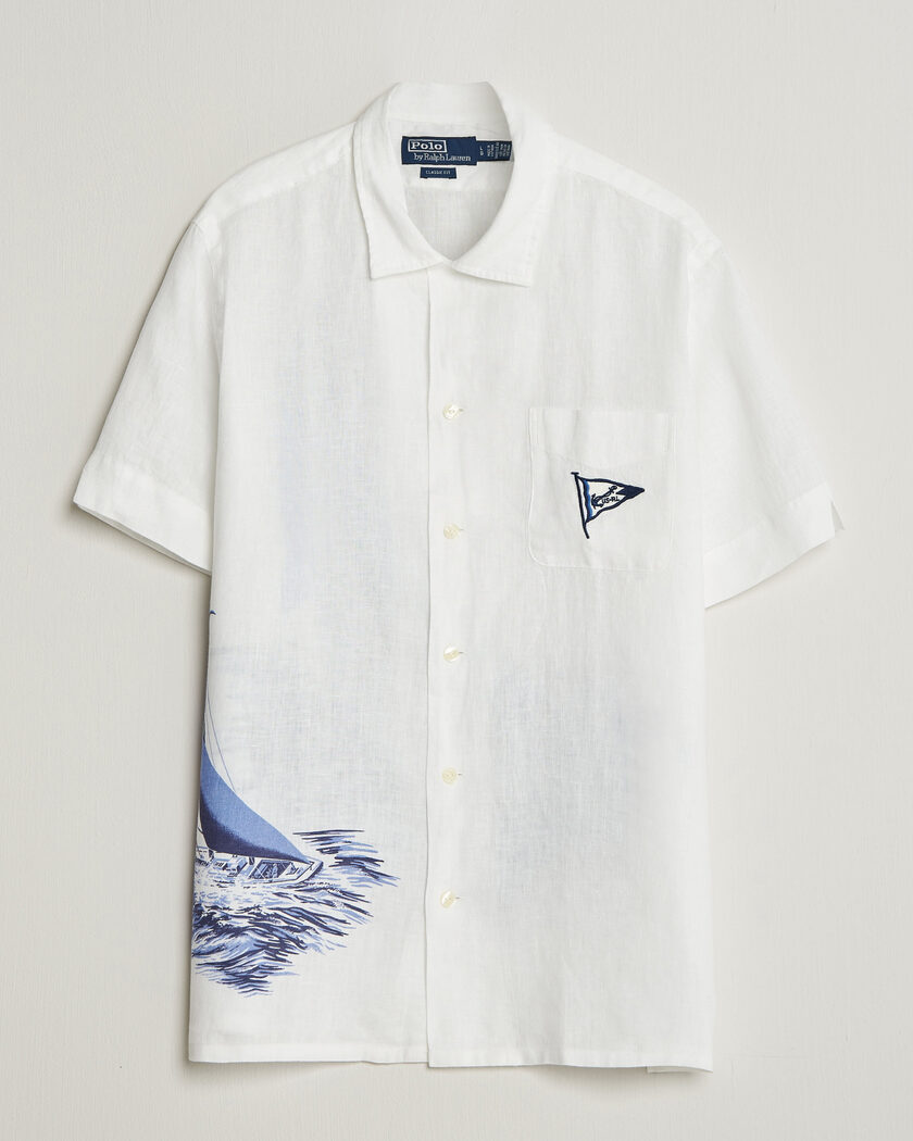 Polo Ralph Lauren Linen Camp Shirt Vintage Nautical Sail – Weiß