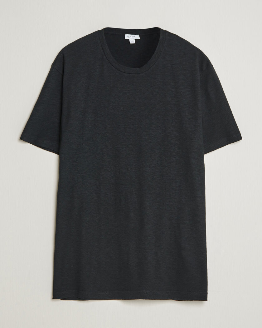 Sunspel Pima Cotton/Linen T-Shirt Black – Schwarz