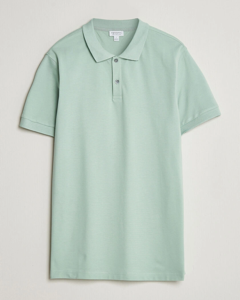 Sunspel Short Sleeve Pique Polo Laurel Green – Grün