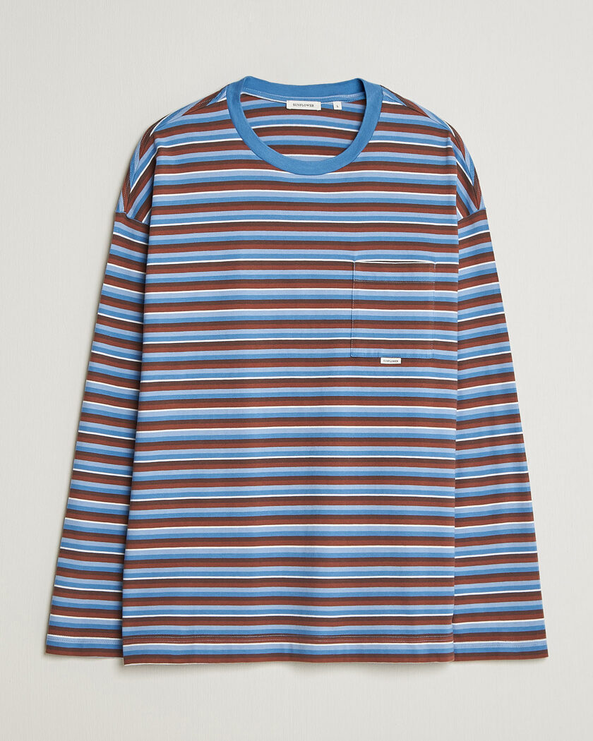 Sunflower Long Sleeve Pocket Tee Blue Stripe – Blau