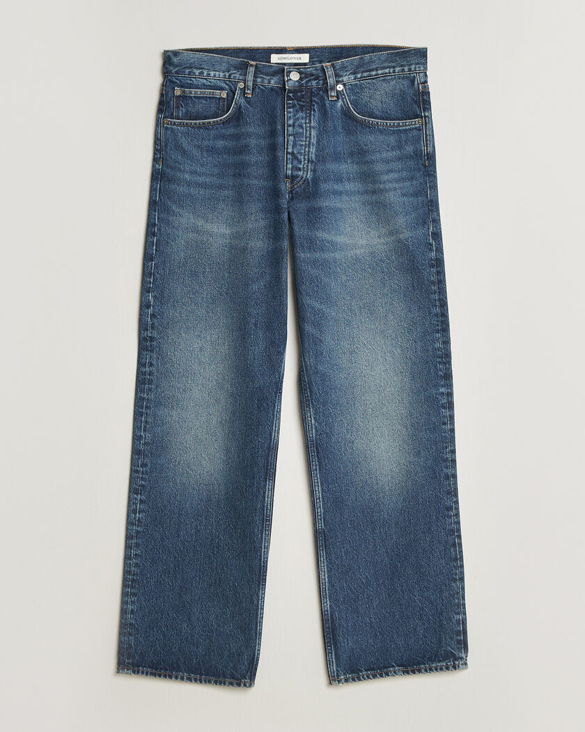 Sunflower Loose Jeans Dark Blue Worn – Blau