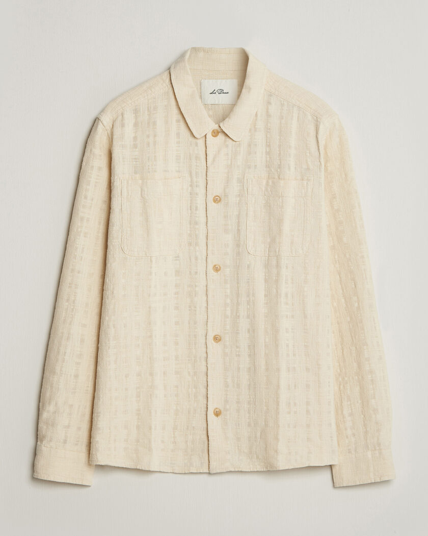 LES DEUX Textured Slub Overshirt Ivory – Weiß
