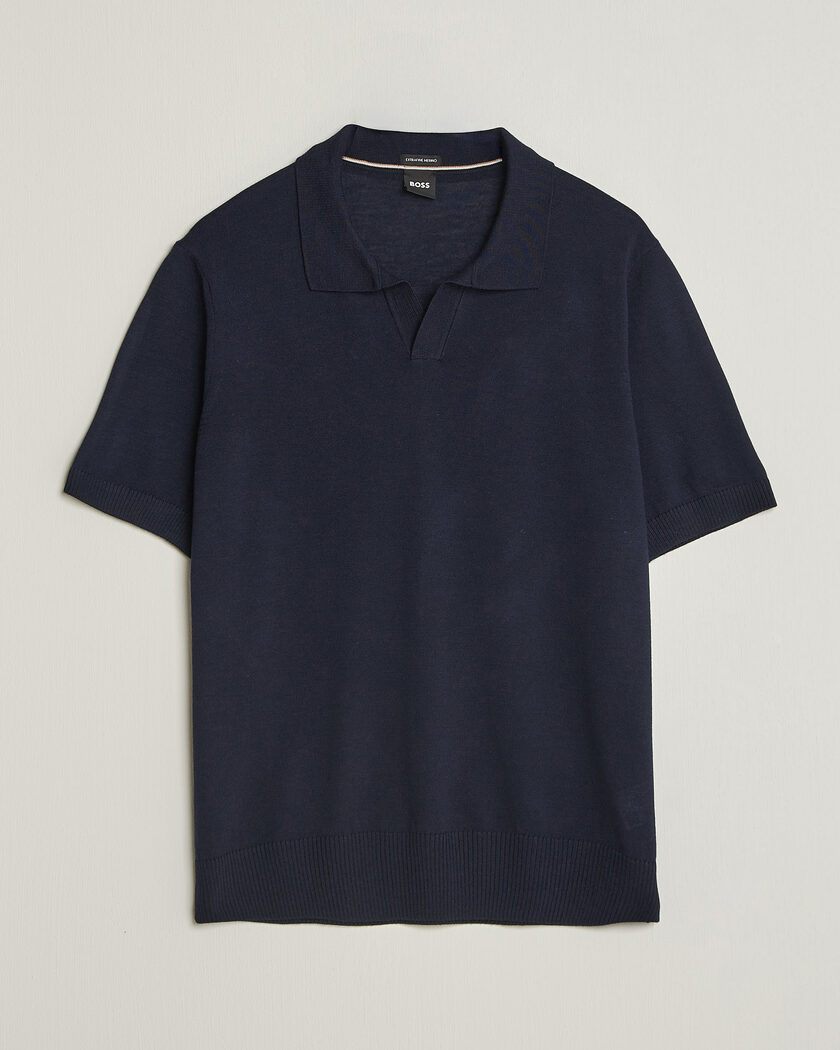BOSS BLACK Lantoni Knitted Polo Dark Blue – Blau