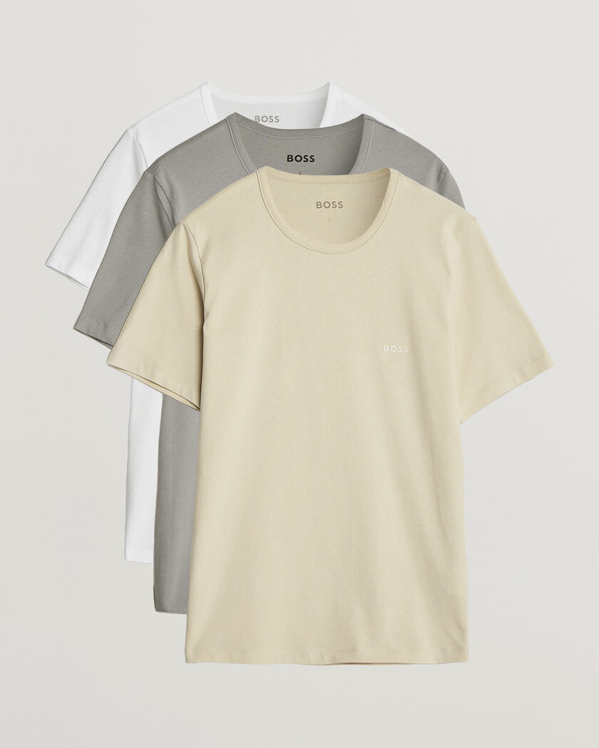 BOSS BLACK 3-Pack Crew Neck T-Shirt White/Beige/Grey – Mehrfarbig