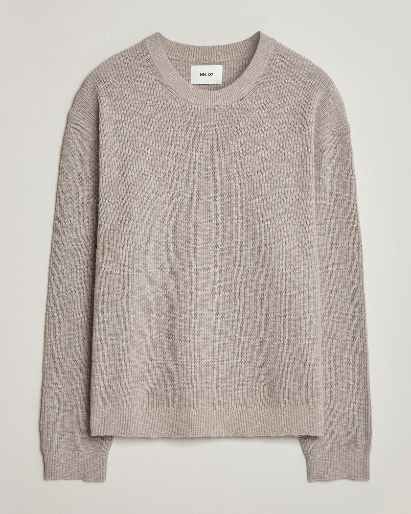 NN07 Russell Cotton Knitted Sweater Moon Dust – Grau