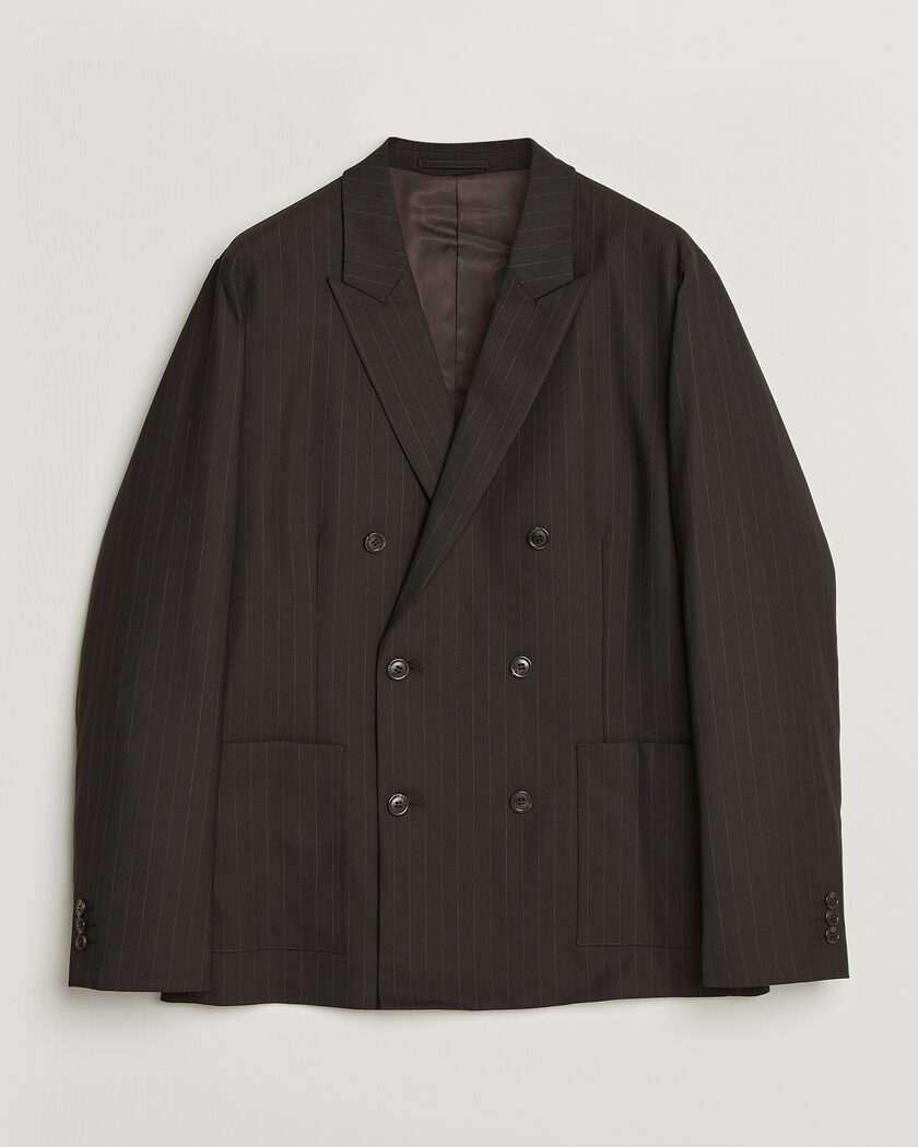 NN07 Jordin Pinstriped Double Breasted Blazer Dark Brown – Braun