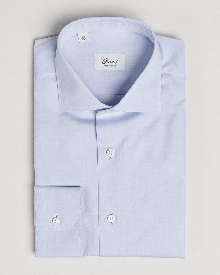 Brioni Poplin Cotton Dress Shirt Light Blue – Blau