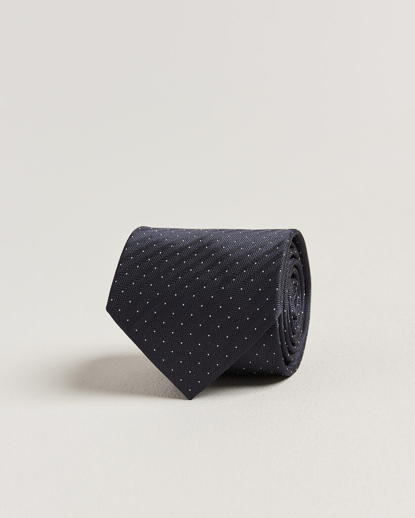 Brioni Jacquard Dot Silk Tie Navy – Blau