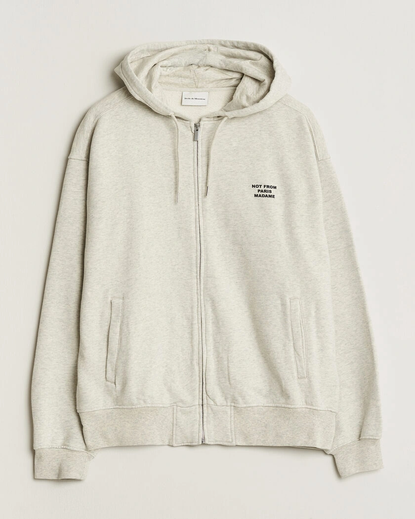Drôle de Monsieur Slogan Full Zip Hoodie Grey – Grau