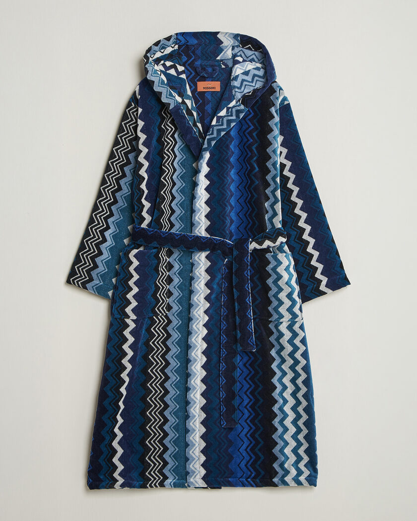 Missoni Home Giacomo Hooded Bathrobe Multi Blue – Blau