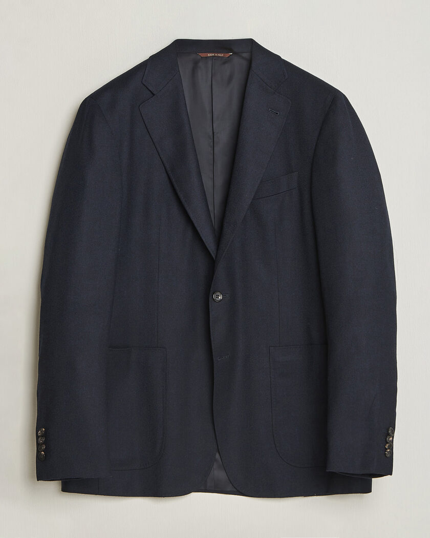 Canali Kei Impeccabile Flannel Blazer Navy – Blau