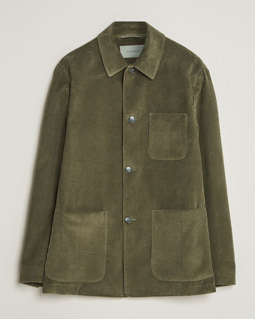 Canali Corduroy Chore Jacket Olive – Grün