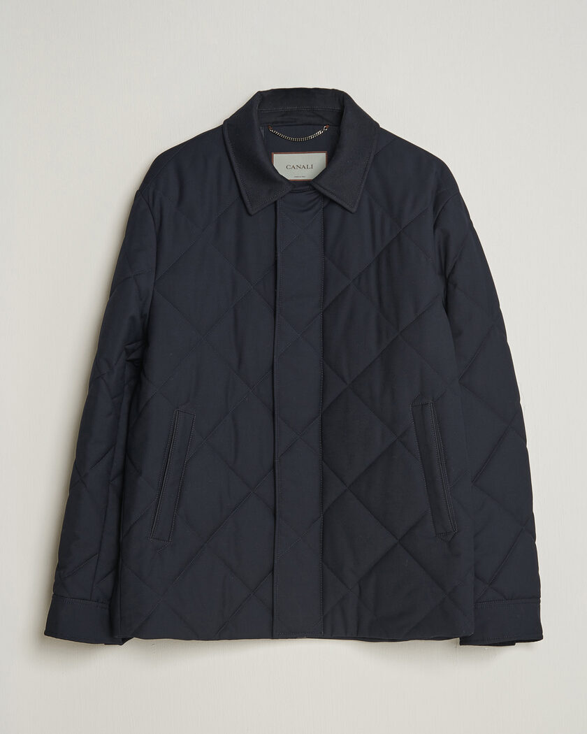 Canali Quilted Country Coat Navy – Blau