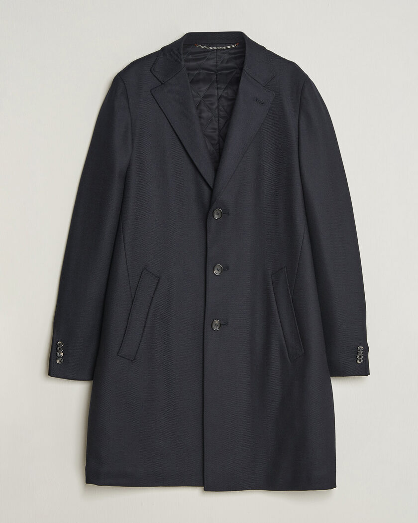 Canali Kei Wool Travel Coat Navy – Blau