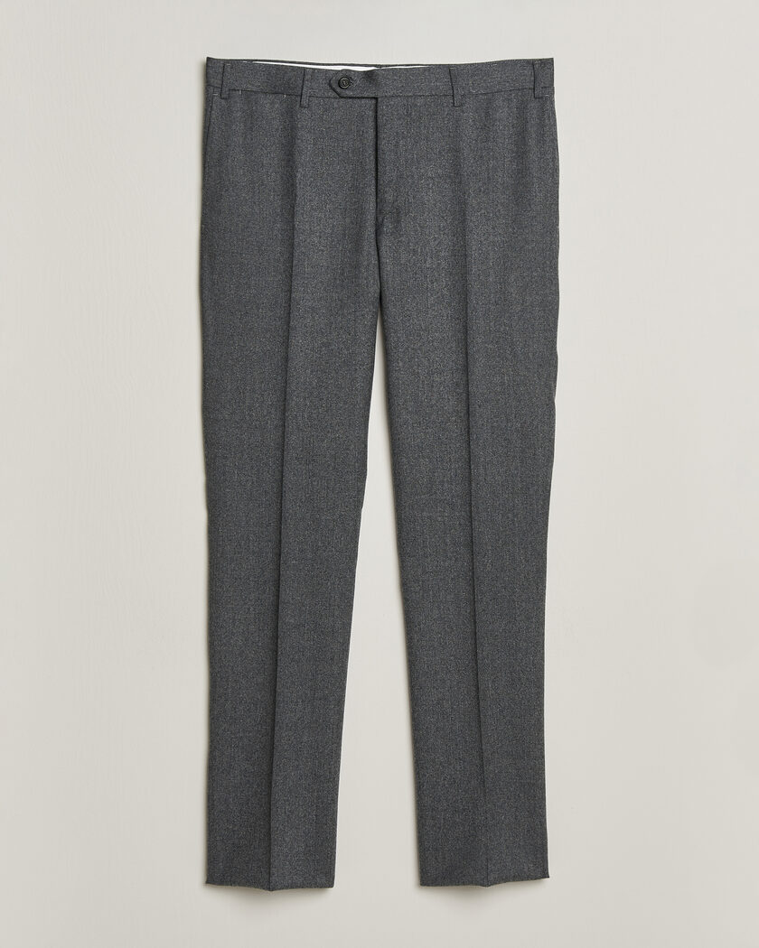 Canali Slim Fit Flannel Trousers Grey Melange – Grau
