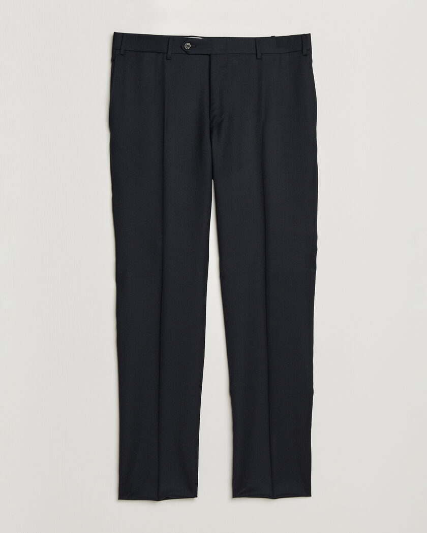 Canali Slim Fit Flannel Trousers Navy – Blau