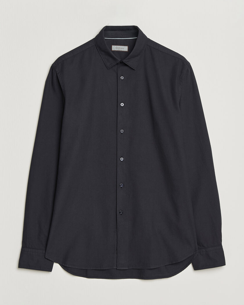 Canali Garment Dyed Cotton Shirt Navy – Blau