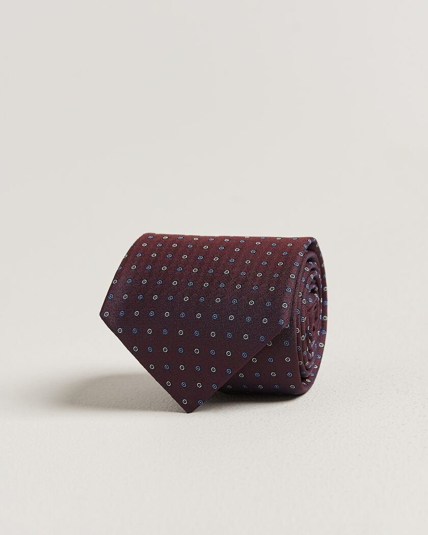 Canali Jacquard Silk Tie Burgundy – Rot