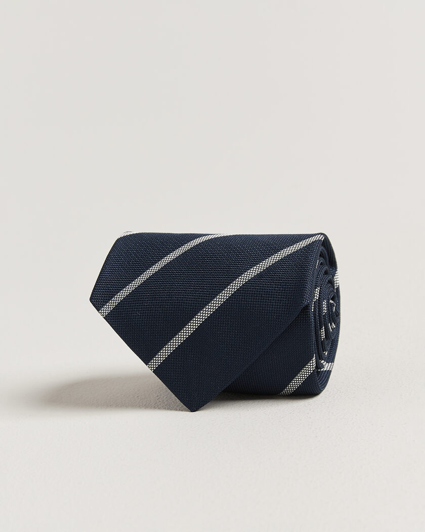 Ralph Lauren Purple Label Regimental Stripe Silk Tie Navy/Silver – Blau