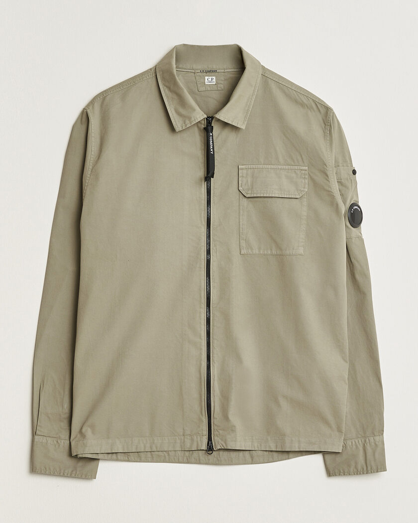 C.P. Company Organic Cotton Gabardine Zip Overshirt Grey – Grau