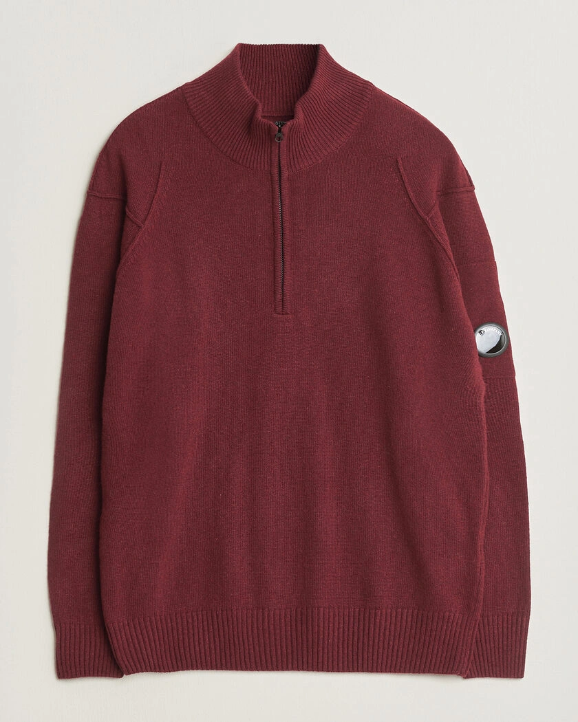 C.P. Company Knitted Lambswool Half-Zip Burgundy – Rot