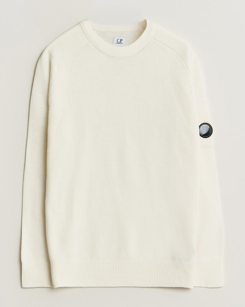 C.P. Company Knitted Lambswool Crew Neck White – Weiß
