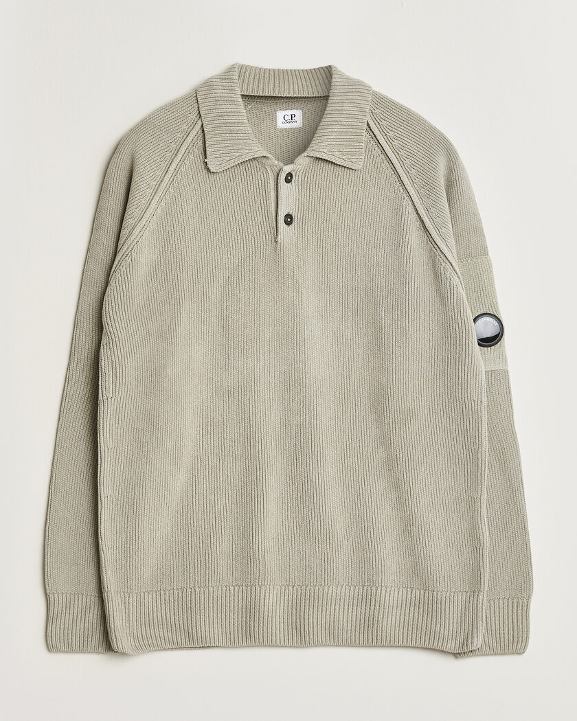 C.P. Company Cotton Chenille Polo Collar Light Grey – Grau