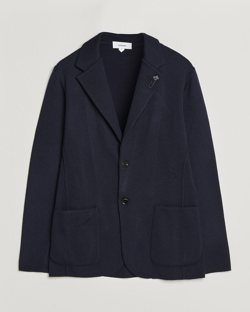 Lardini Knitted Wool Blazer Navy – Blau