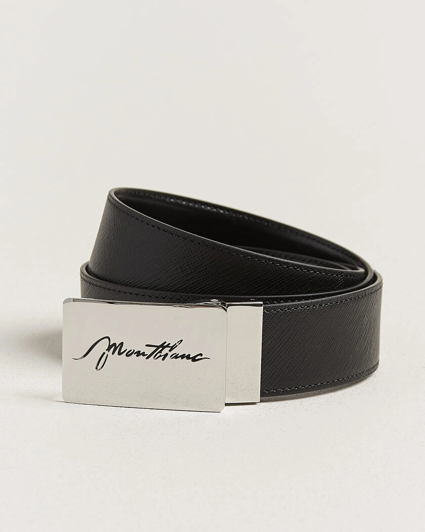 Montblanc 35mm Reversible Sartorial/Calf Logo Belt Black – Schwarz