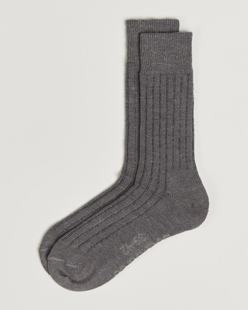 Alpacasocks & Co 2-Pack Ribbed Alpacka Wool Socks Dark Grey – Grau