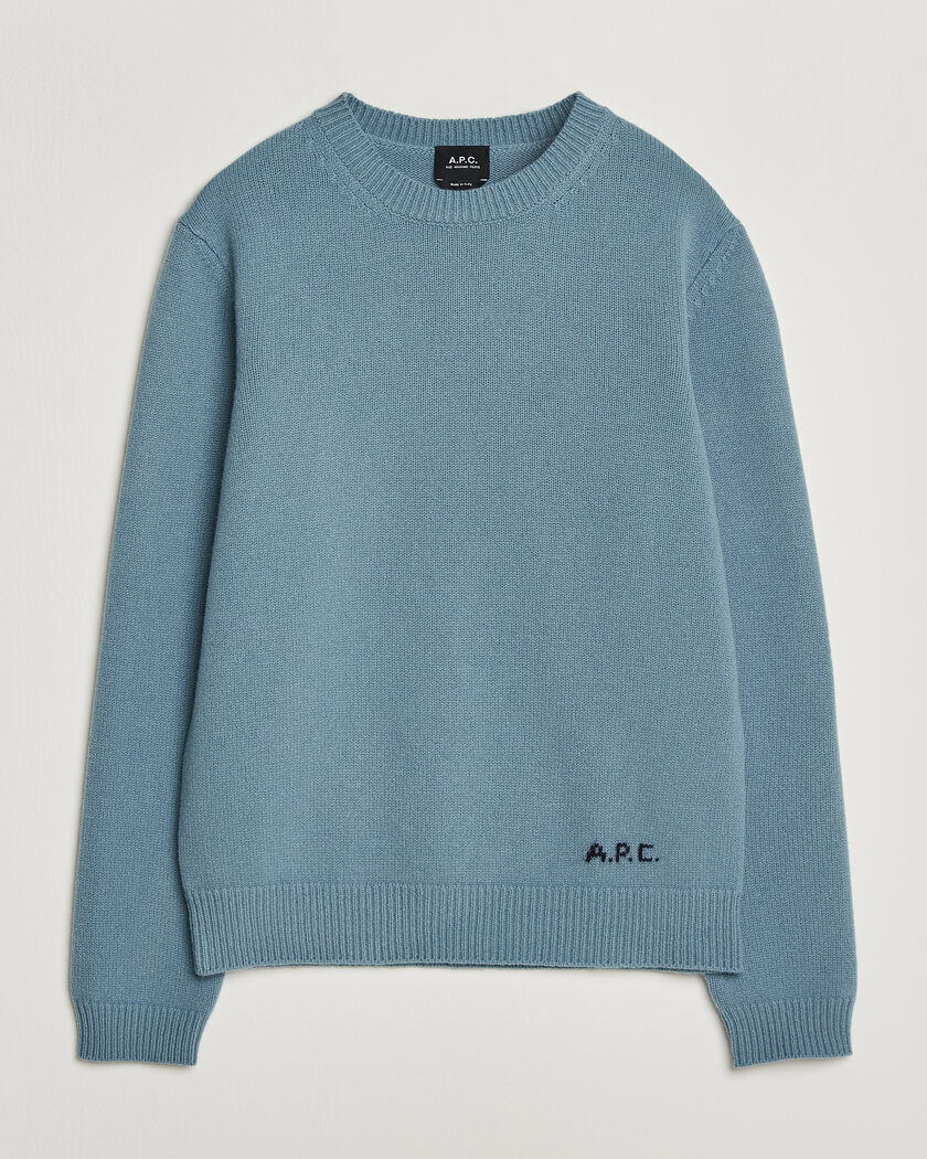 A.P.C. Edmond Wool Knitted Sweater Light Blue Melange – Blau
