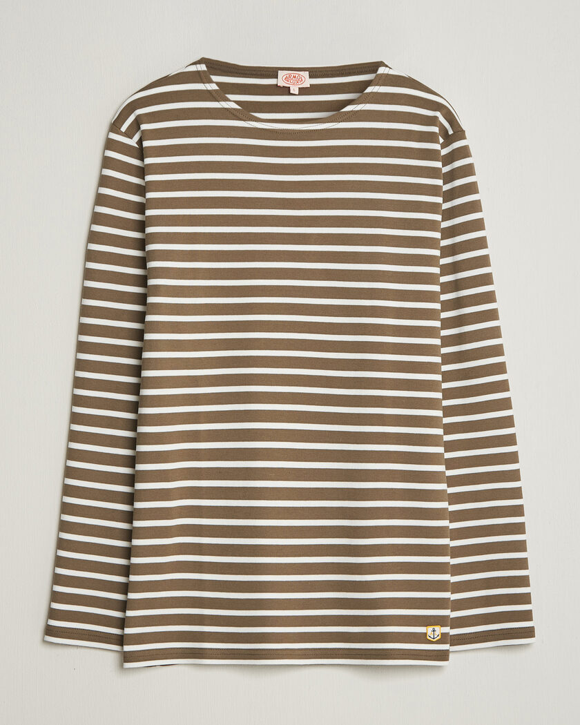 Armor-lux Houat Héritage Stripe Long Sleeve T-Shirt Olive/Milk – Grün