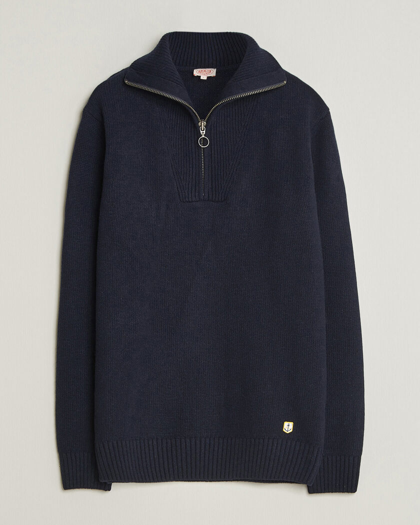 Armor-lux Wool Knitted Half Zip Navy – Blau
