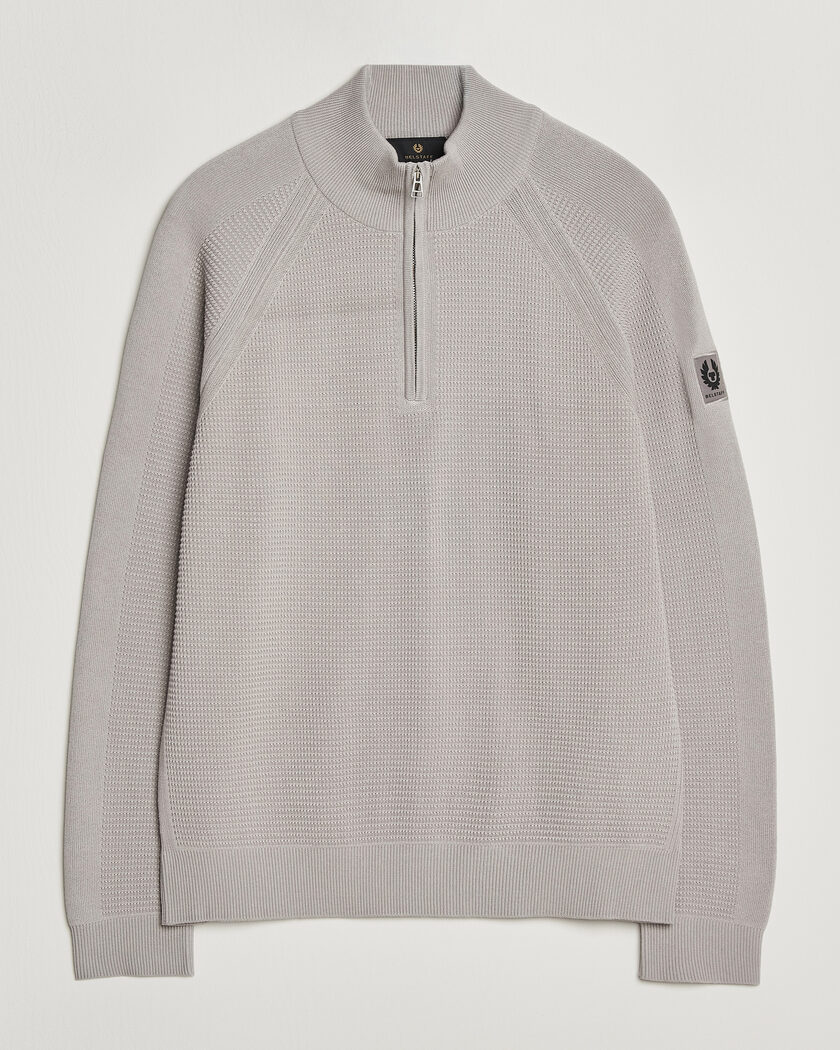 Belstaff Bradwell Cotton Knitted Quarter Zip Concrete – Grau