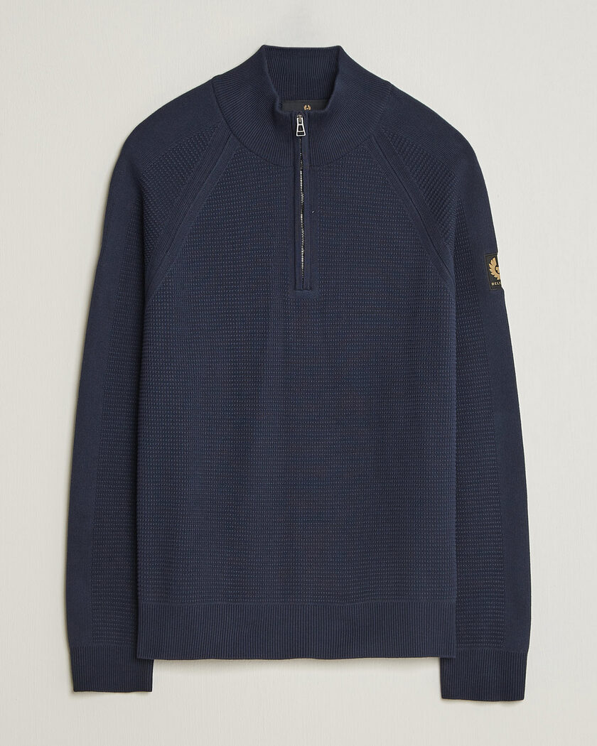 Belstaff Bradwell Cotton Knitted Quarter Zip Dark Ink – Blau