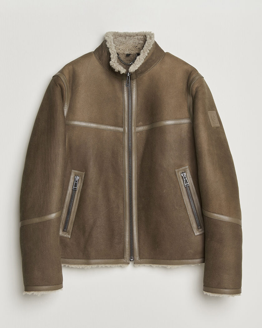 Belstaff Highland Shearling Jacket Dark Dusty Taupe – Braun