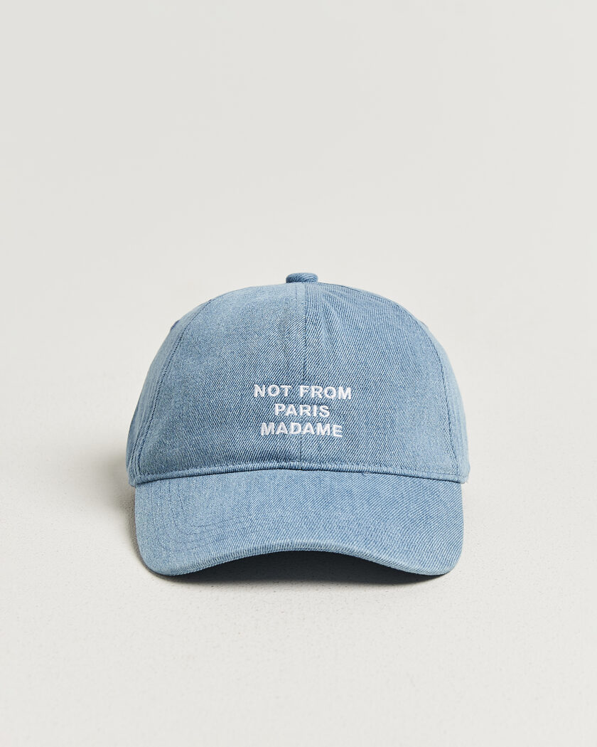 Drôle de Monsieur Slogan Denim Baseball Cap Blue – Blau