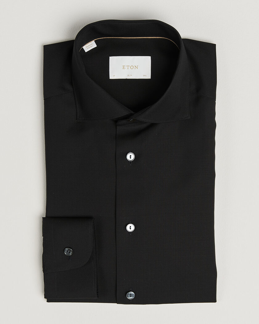 Eton Slim Fit Merino Shirt Black – Schwarz