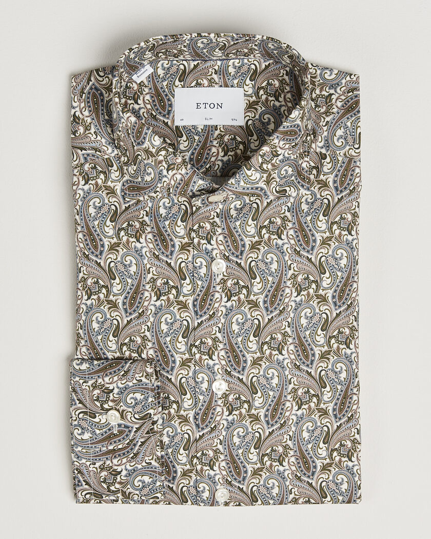 Eton Slim Fit Signature Twill Printed Shirt Green Multi – Mehrfarbig