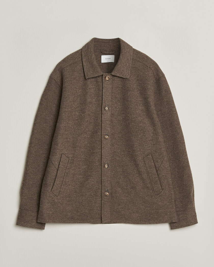 Eton Boiled Wool Shirt Jacket Brown – Braun