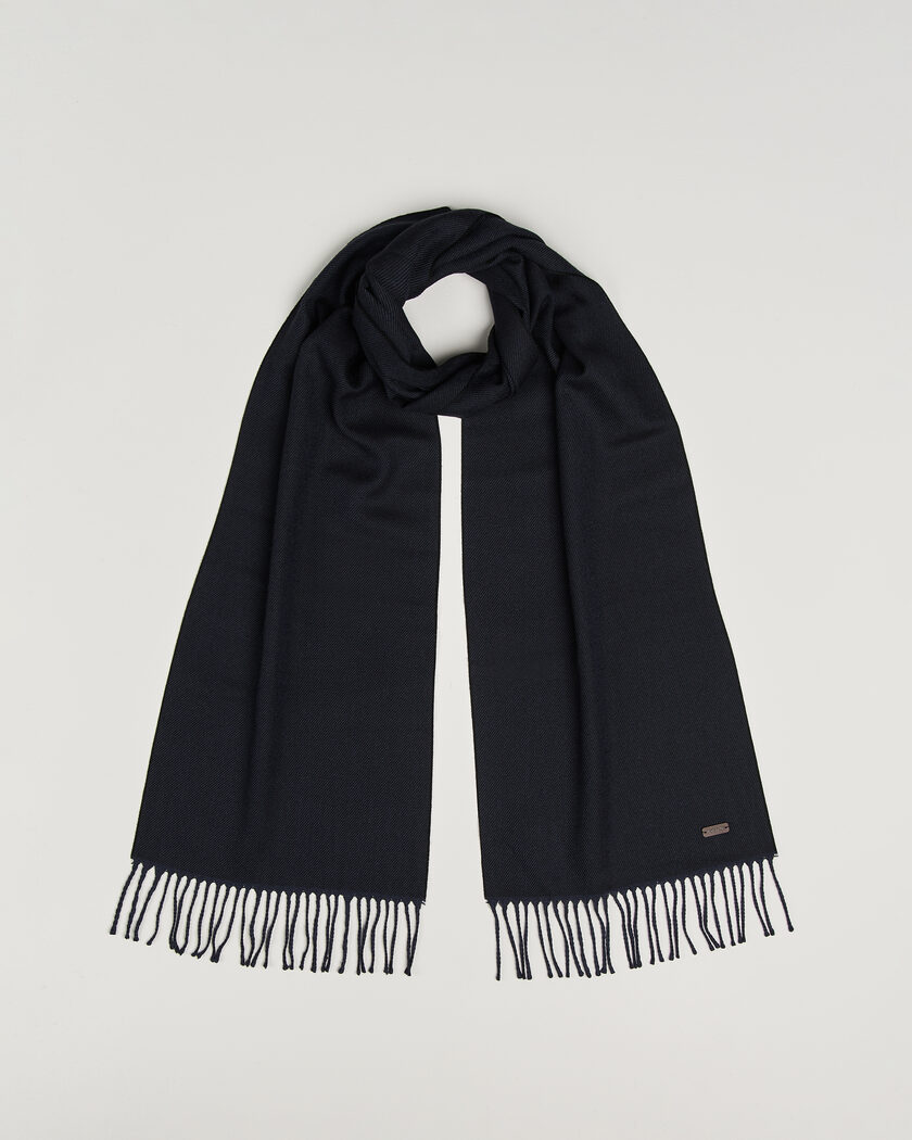 Eton Twill Merino Wool Scarf Navy Blue – Blau