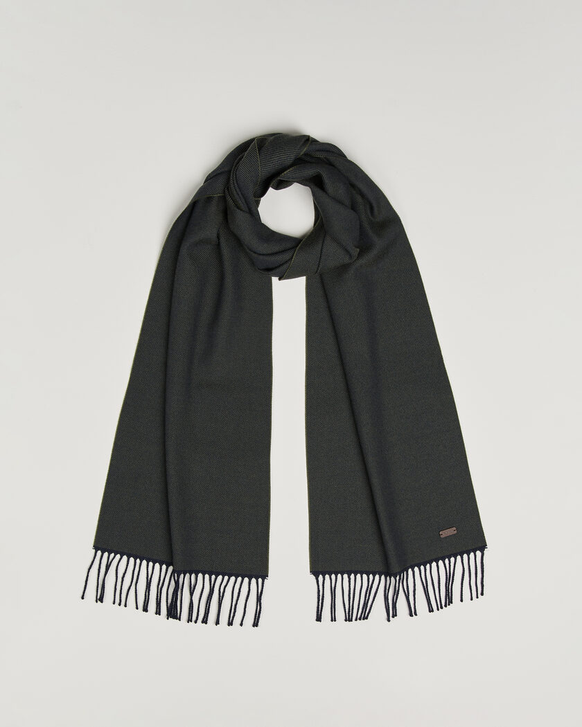 Eton Twill Merino Wool Scarf Dark Green – Grün