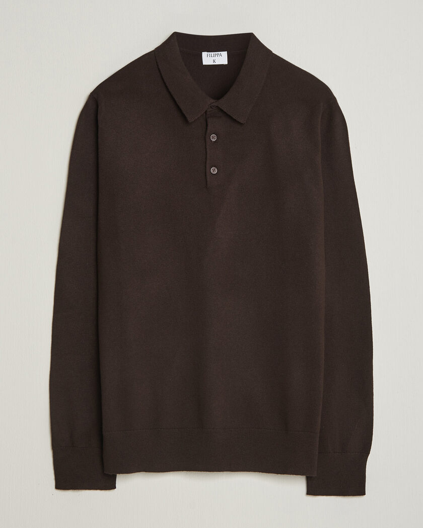 Filippa K Knitted Polo Shirt Dark Chocolate – Braun