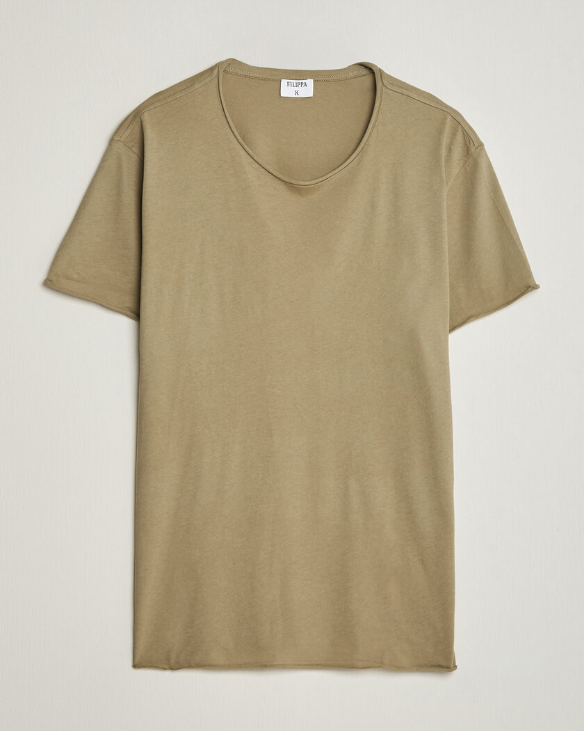 Filippa K Roll Neck Crew Neck T-Shirt Light Olive Green – Grün