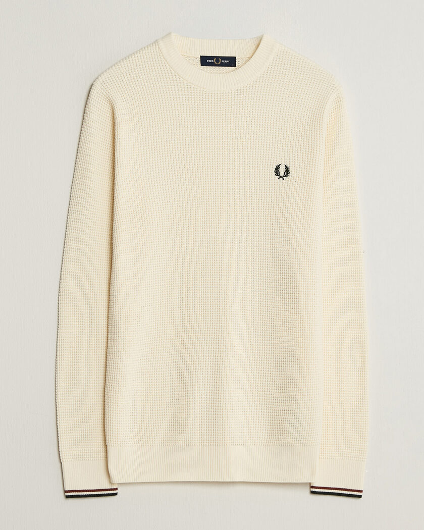 Fred Perry Waffle Stitch Jumper Ecru – Weiß