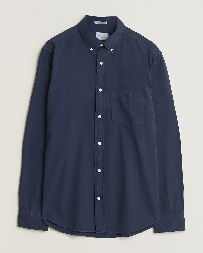 Gant Regular Fit Garment Dyed Twill Shirt Evening Blue – Blau